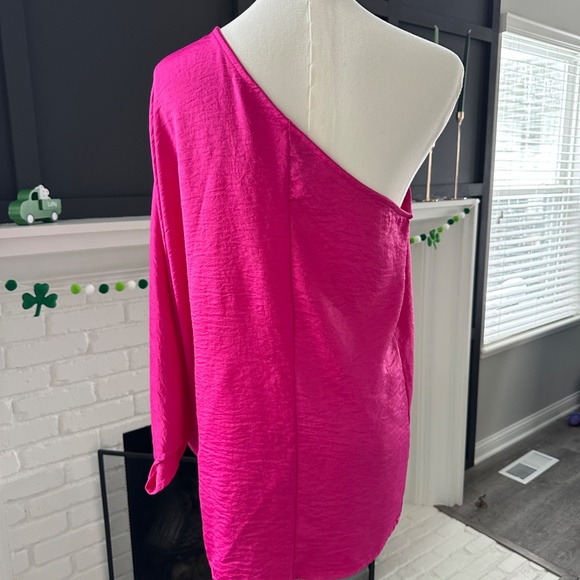 Go Where You Choose Fuchsia Pink One Shoulder Top - Picture 6 of 7